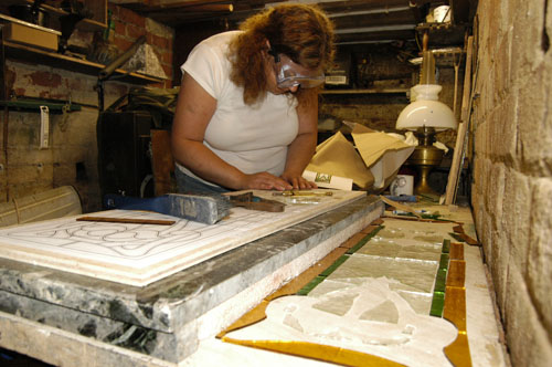 Cutting Glass for a leaded glass window