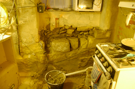 Stones removed to fit a sink in to the recces