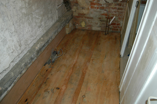 floor boards nailed down and sanded